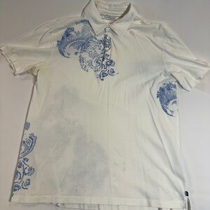 Saltaire White Polo Blue Prints